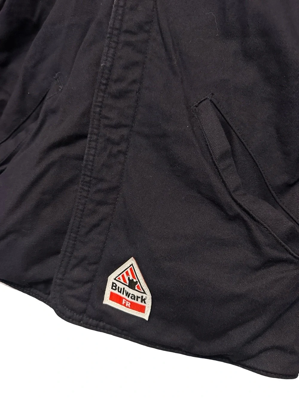 Bulwark FR Navy Blue Midweight Jacket Size Medium Workwear Winter Canvas Casual